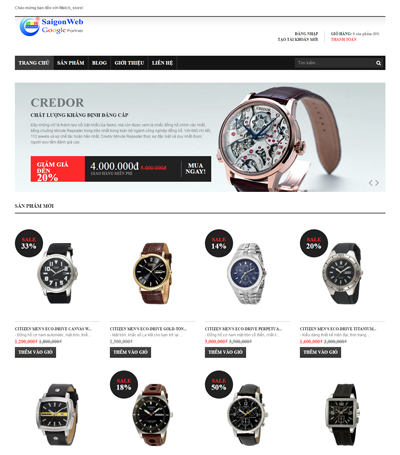 Mẫu website bán đồng hồ - Mẫu 1